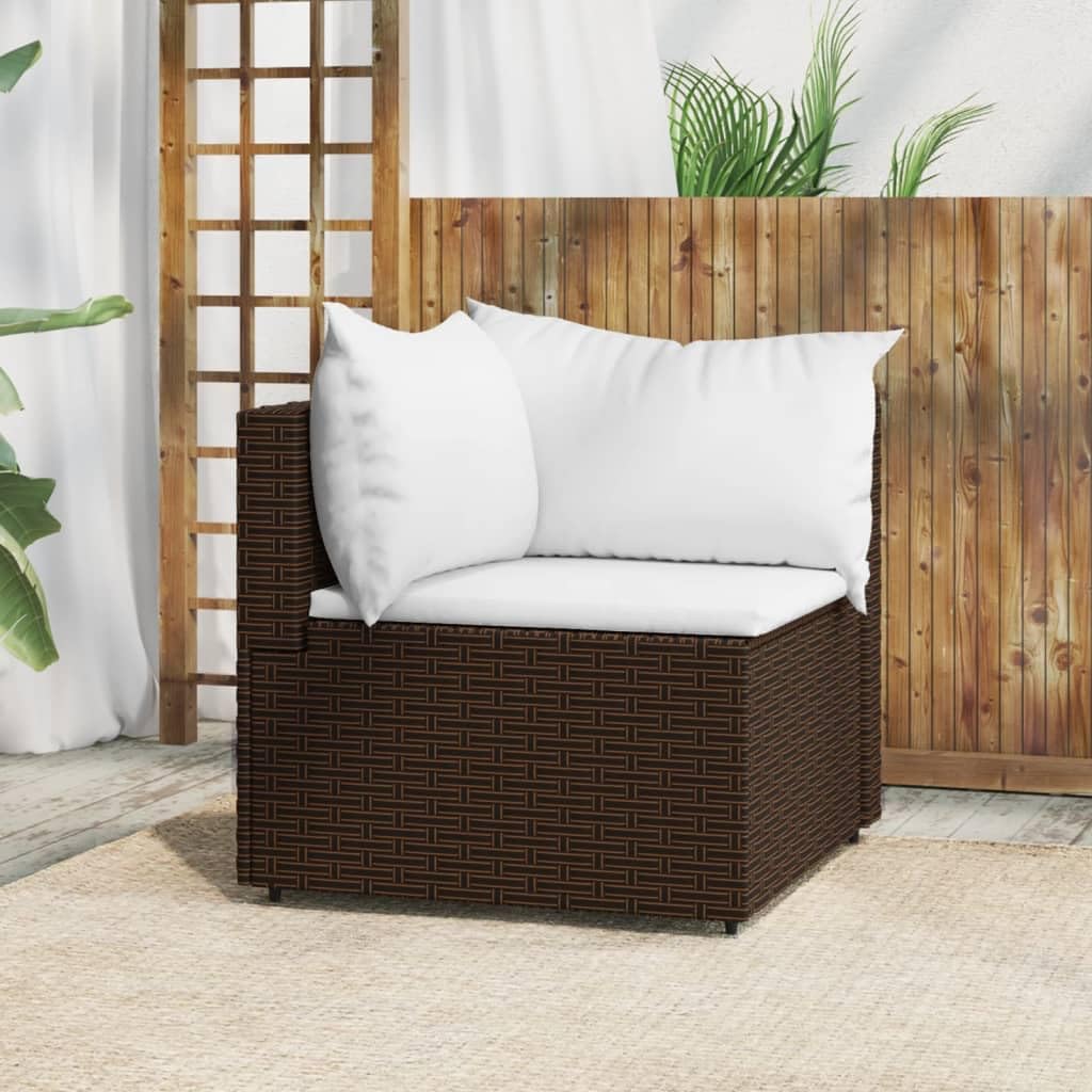 Patio Corner Sofa with Cushions Brown Poly Rattan,Elegant Patio Corner Sofa, Modular and WeatherResistant for Ultimate Relaxation Patio Furniture & Accessories, Outdoor Seating