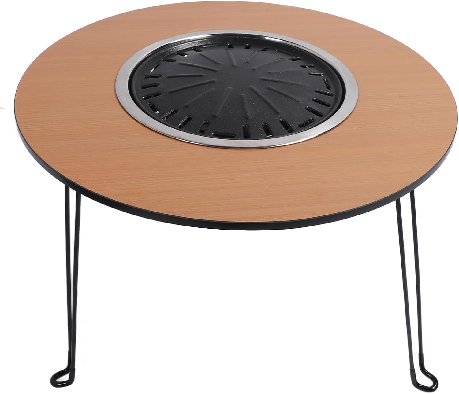 8Pcs Fire Pit Table Round Foldable Camping Table Ultralight Small Folding Camping Table Multifunctional Outdoor Collapsible Folding Picnic Table for BBQ Camping Hiking Fishing Patio