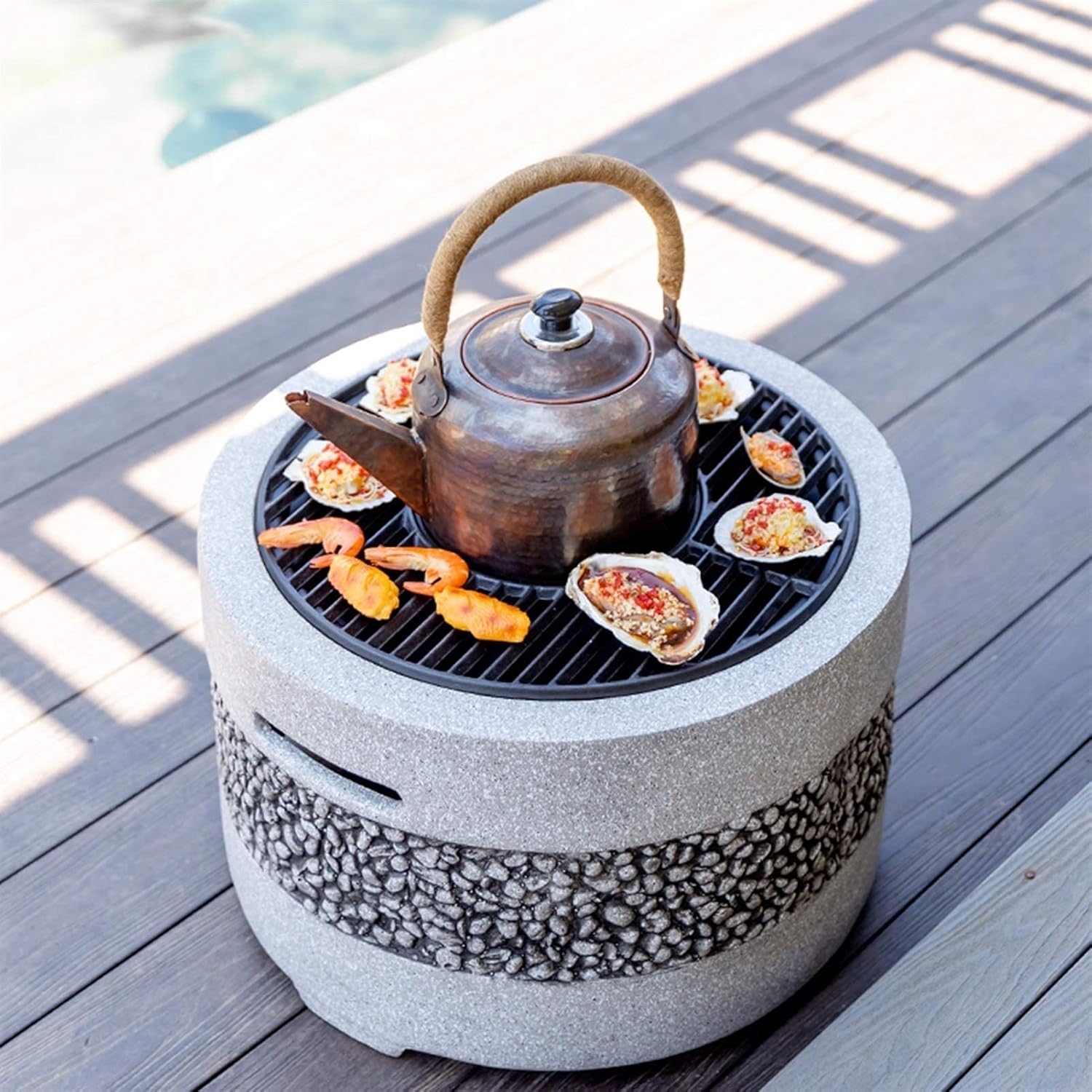 Outdoor Fire Pit Garden BBQ Grill Kit, Backyard Patio Garden Fireplace Camping Outdoor Heating, Campfire Picnic Cooking Fire Pit, 55.5cm