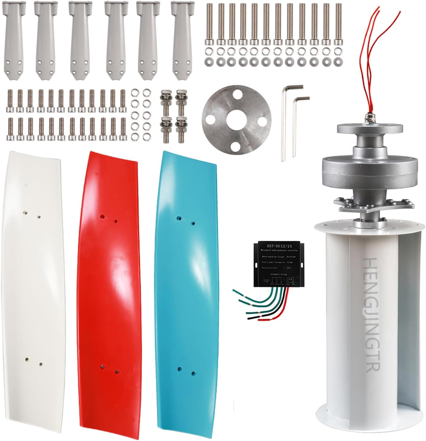 Windmill Wind Power Generator, 5000W 12V/24V/48V Wind Turbine with 3 Blade and Wind Controller Turbine Generator Kit for Boats, Terraces, Cabins Or Home