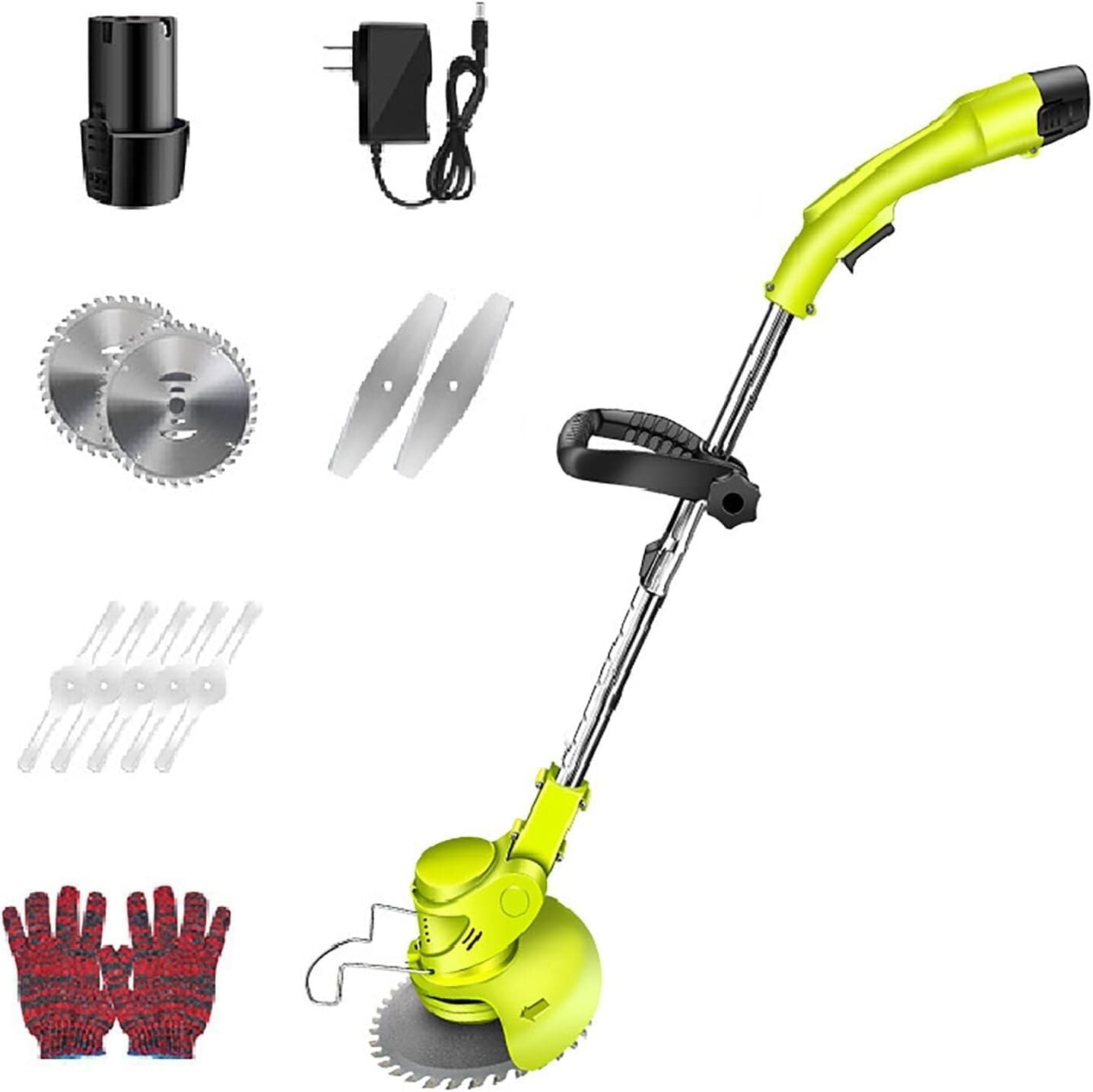 Cordless Lawn Mower, Electric 24V Walk-Behind Weeder with 3 Cutting Capabilities Trimmer Adjustable Length Rotary Machine Head Lawn Mower Outdoor