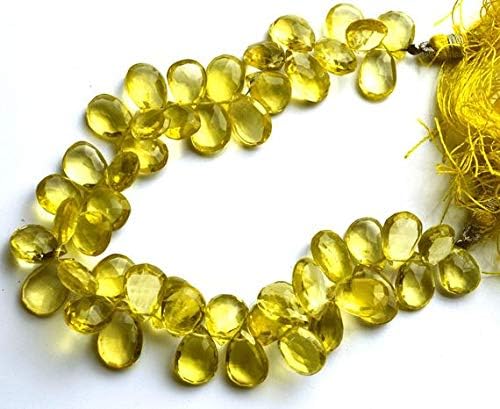 1 strand natural 8 inch super rare lemon quartz faceted pear shape beads briolettes size 12 to 13 mm