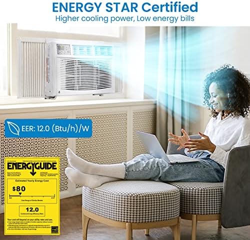 Acekool 10000 BTU Smart Window Air Conditioner, Window AC Unit with Remote/App Control and Dehumidification Function, Energy Savings, Quiet Operation, Cools 350 Sq.ft, 110-115V