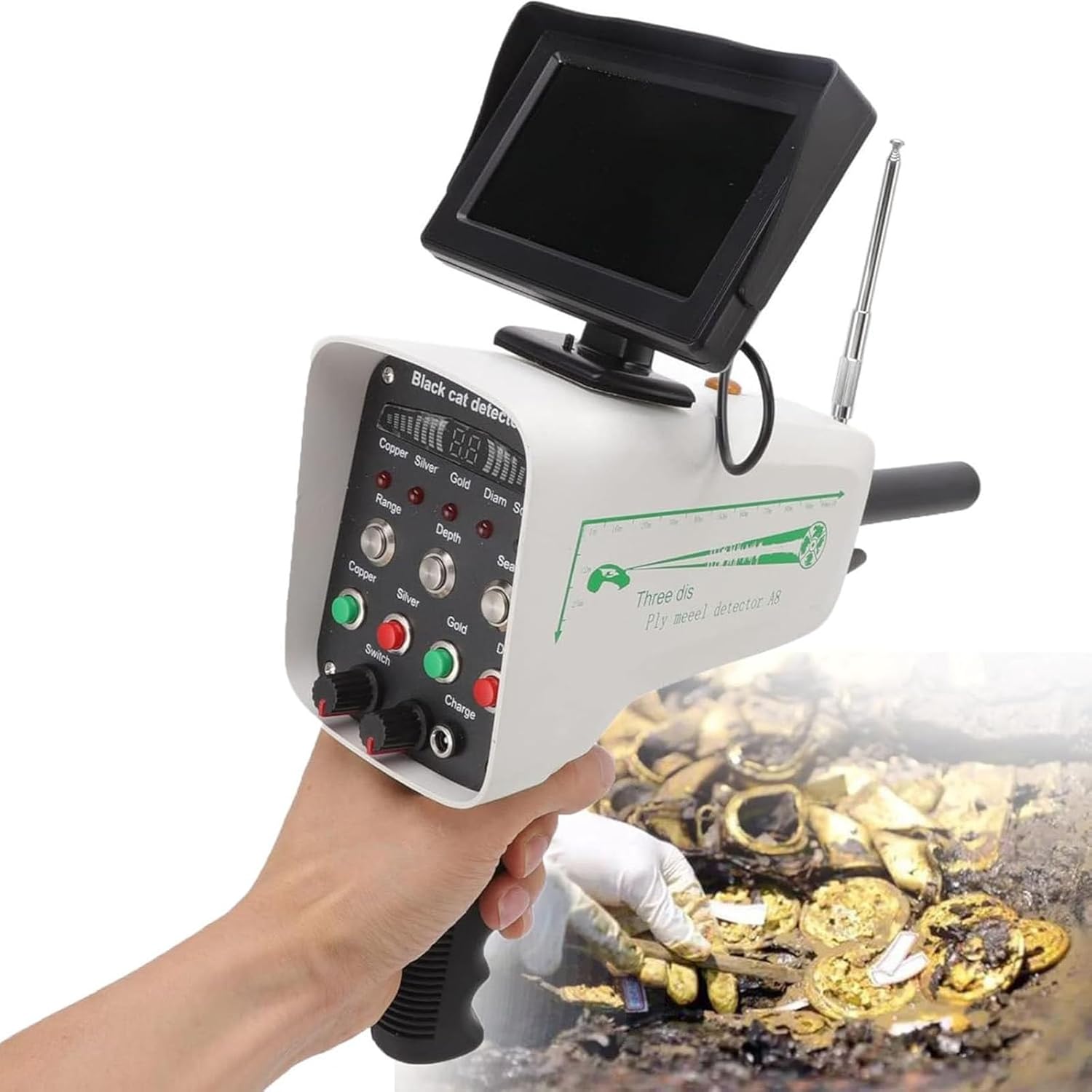 Professional Metal Detector for Adults, deep Detection up to 30 Meters, for Finding Copper, Silver, Gold, Diamonds and Gemstones