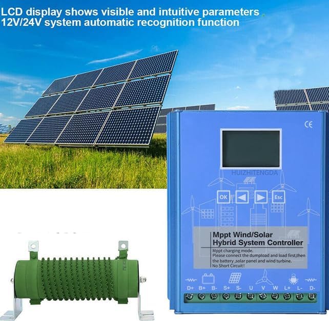 2000W Lantern Type 5-Blade Vertical Axis Wind Turbine Generator,12V 24V 48V Noiseless Vertical Wind Turbine Kit for Garden Boat Wind Motor with Controller