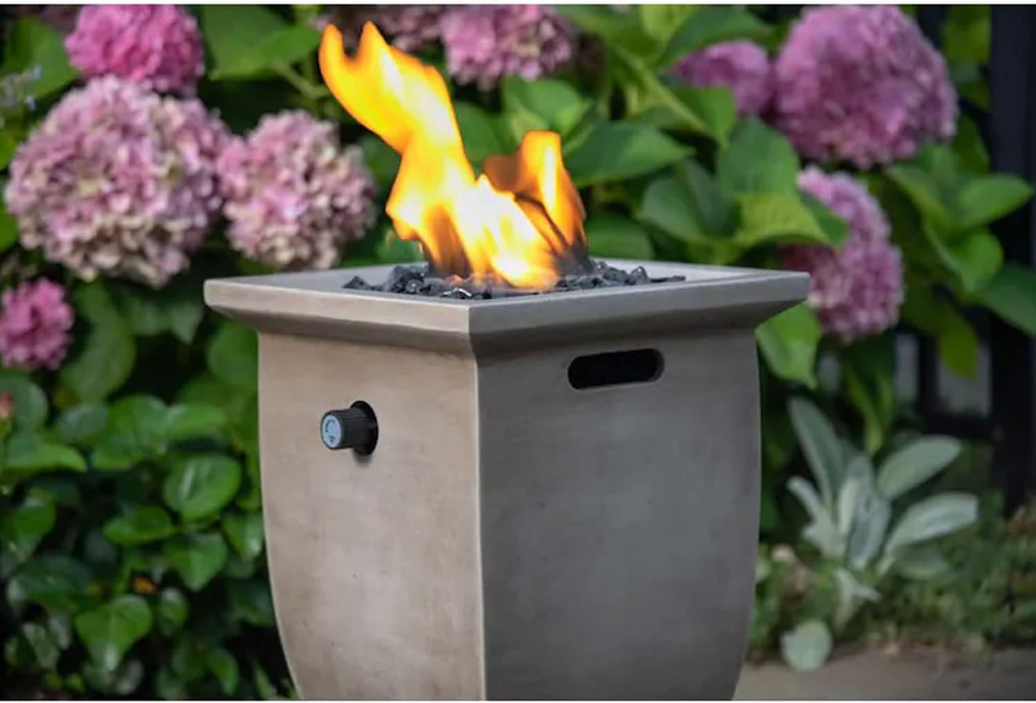 Endless Summer 15 Inch 10,000 BTU LP Gas Outdoor Concrete Style Fire Column Patio Heater with Integrated Ignition and Black Fire Glass, Brown