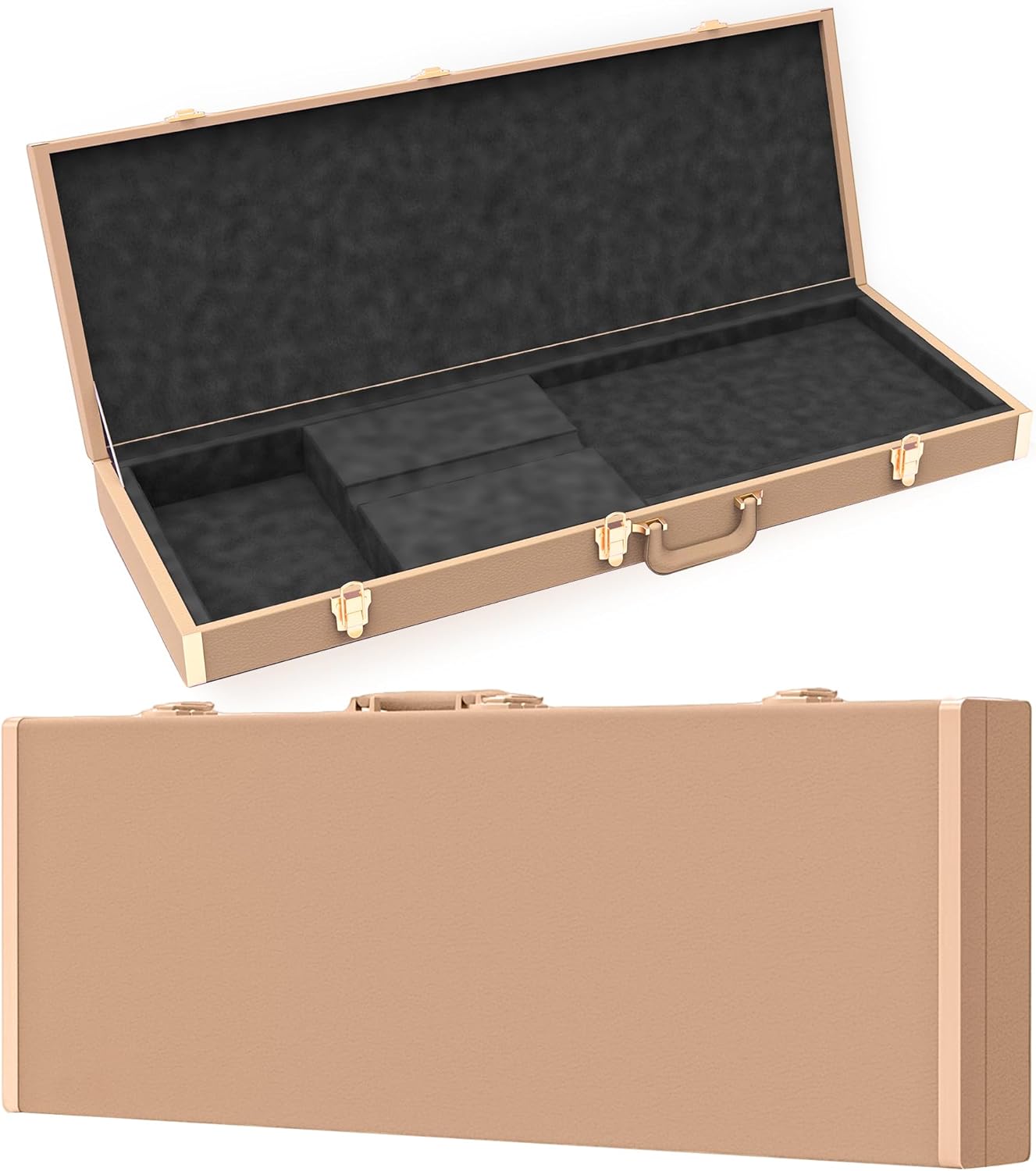 Bass Guitar Hard Shell Case With Lock For Square Electric Bass Guitar 45in Bass Guitars Hard-Shell Protective Carrying Case fit IBANEZ、FENDER Model with Security Lock Metal Feet (Elegant Brown)