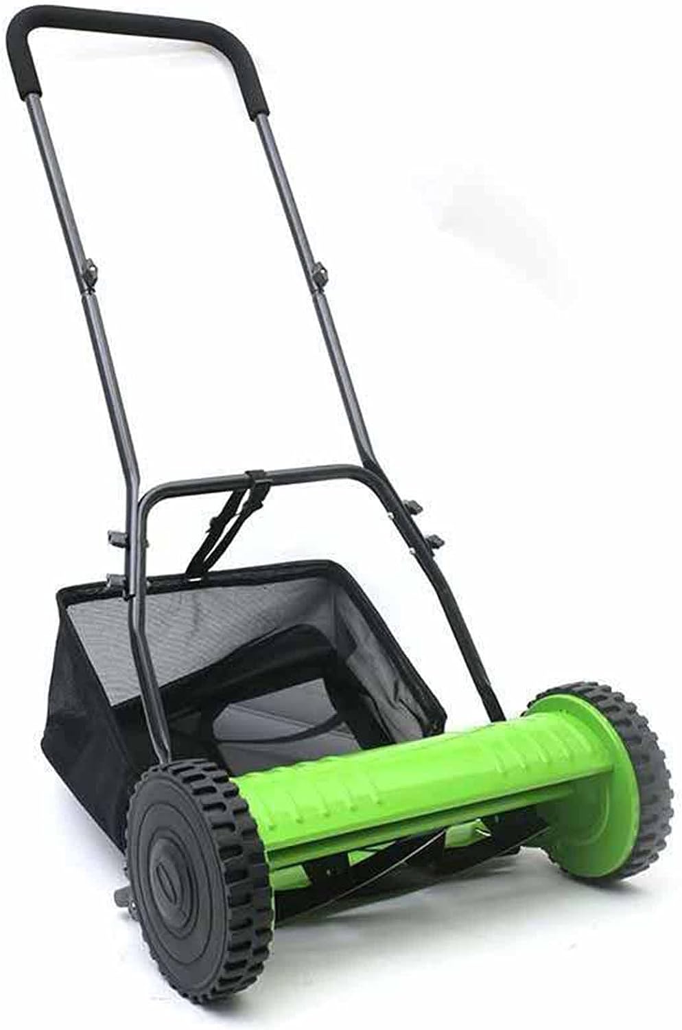 Hand Push Reel Mower, Manual Lawn Mower with Collection Bag, 4 Position Height Adjustment, Lightweight Walk-Behind Lawn Sweeper,12inch, Green