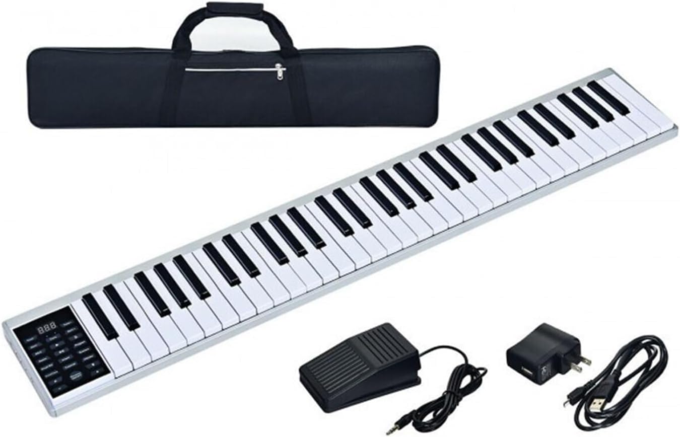 61-Key Full-Size Touch-Sensitive Electric Piano, Portable Rechargeable Travel Keyboard with Bluetooth, MIDI Mode for Beginners & Teens