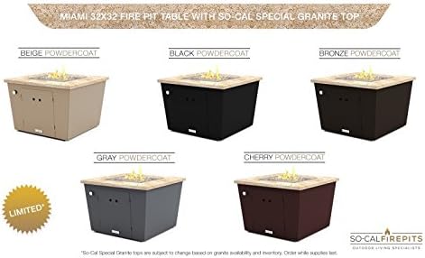 COOKE Miami 32x32 Fire Pit Table - Kashmire Cream (Grey Texture Powdercoat Base - Propane)