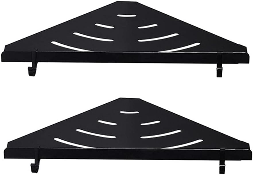 Shower Caddie Corner Shelf Wall Mount Rack with Hook Black No Drilling Adhesive Space Aluminum for Bathroom bathroom-3-story(2 Layer)
