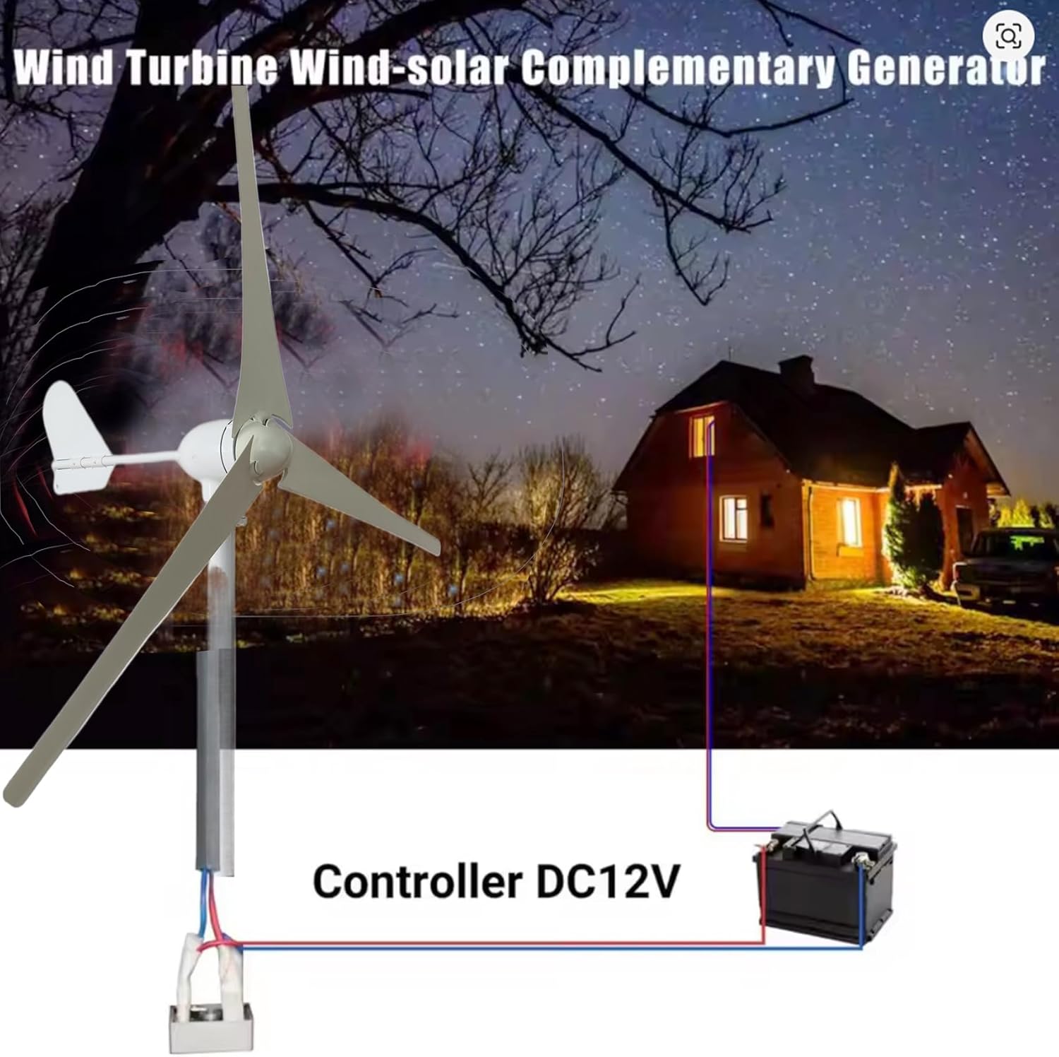 2000W Vertical Axis Maglev Wind Turbine,12V-220V Free Energy Household Wind Turbine Low Speed Low Noise with Battery(with MPPT/Charge Controller)