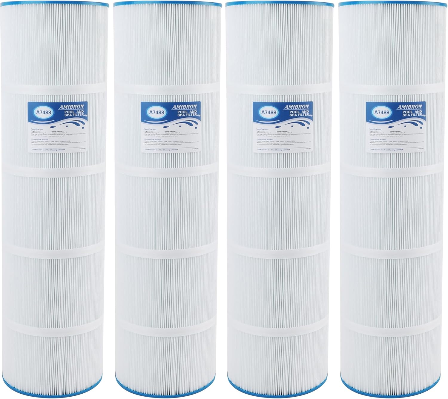 C-7488 Compatible with Hayward SwimClear C4020, C4025, C4030 Filter Cartridge, Replaces Hayward CX880XRE, Filbur FC-1226 FC-6430, Pleatco PA106-PAK4, Ultral-A1, 4X106 sq.ft Pool Filter 4 Pack