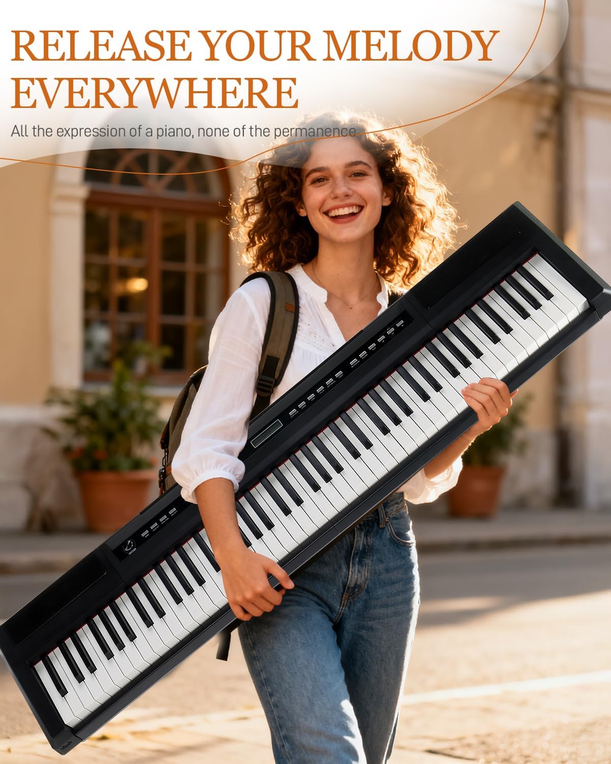 Ktaxon 88 Key Fully Weighted Keyboard Piano Hammer Action Digital Piano with MIDI & Bluetooth Functionality, Customizable Tones, Chords, Split Keyboard, Includes Headphones, Dust Cover(Compact)