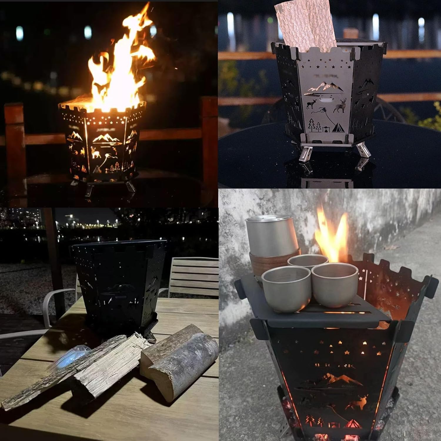 Metal Fire Pits Portable Fire Pit for Camping Incinerator Wood Burning Fire Pit Burning Stove Burn Barrel Outdoor Fire Pit for Patio Picnic Party Backyard.