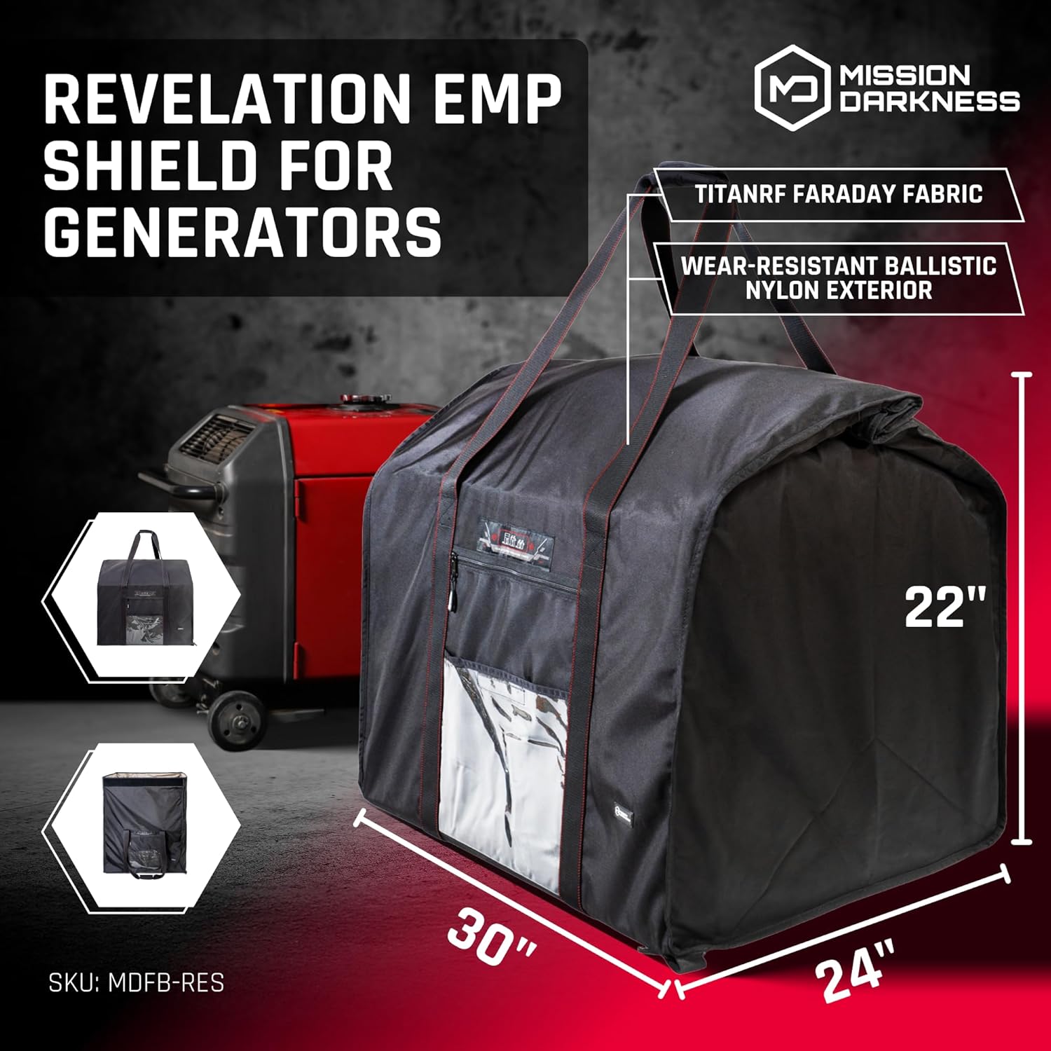Mission Darkness Revelation EMP Armor for Generators & Electronics – Military-Grade Faraday Bag for Digital Forensics, Preppers, EMP, CME, Solar Flare Protection – XL Capacity for Electronics