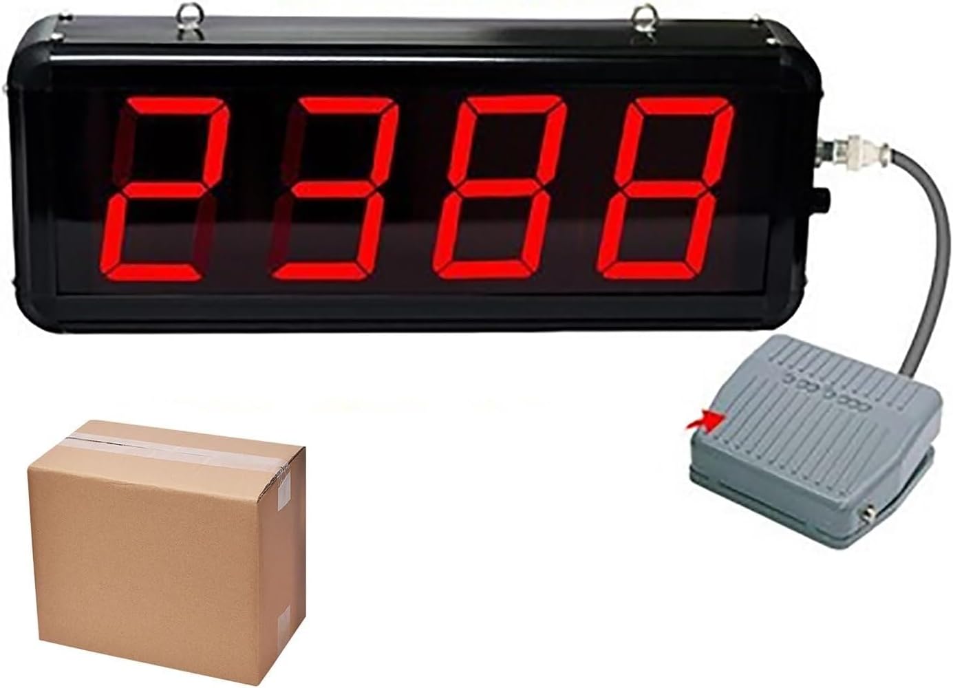 Digital Counter Led Production Line Counting Screen, Foot Pedal Red Display 0-9999 4 Digits, for Factories, Assembly Lines, Airports, and Stations, Breeding Farm, Conveyor Belt