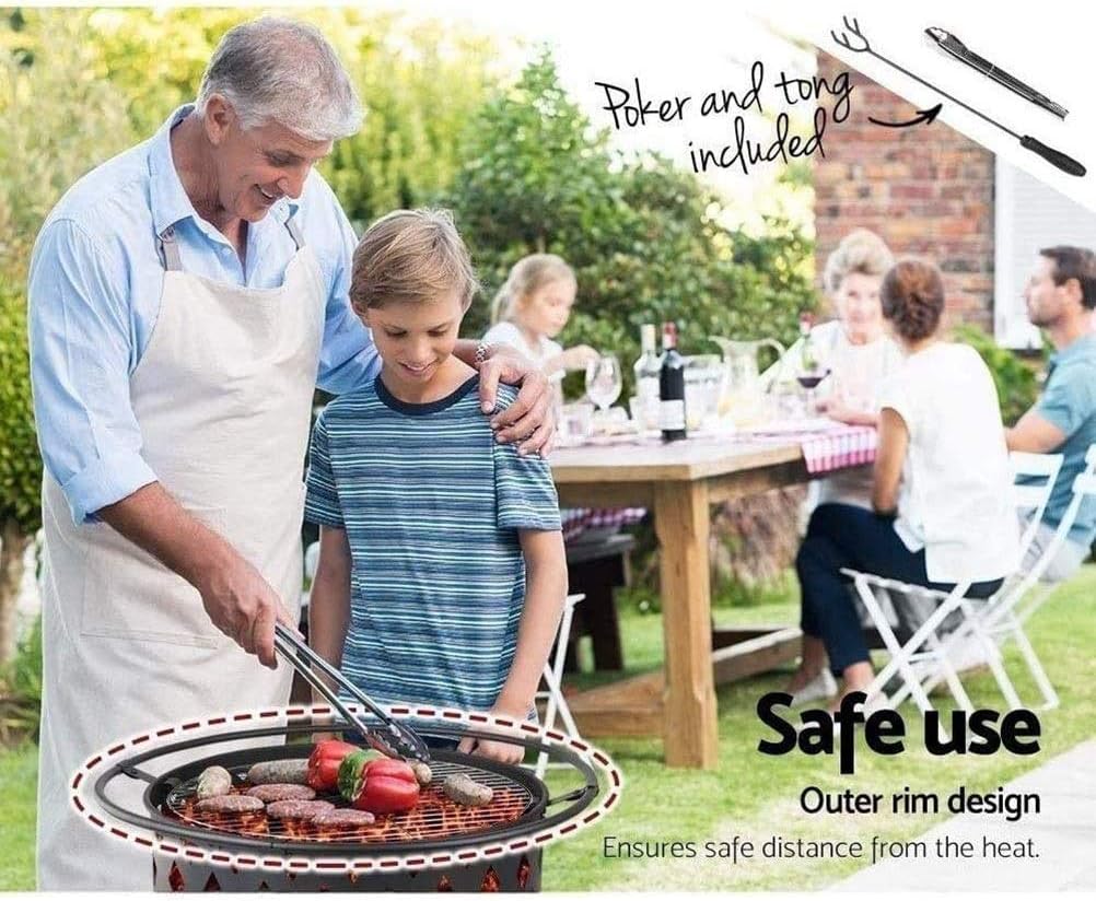 Fire Pit Fire Pits Outdoor Wood Burning Outdoor Grill Stove Brazier,Housewares Fire Pit Outdoor Garden Patio Heater Brazier Basket for Wood, Charcoal with Cover BBQ Cooking for Outside Campi