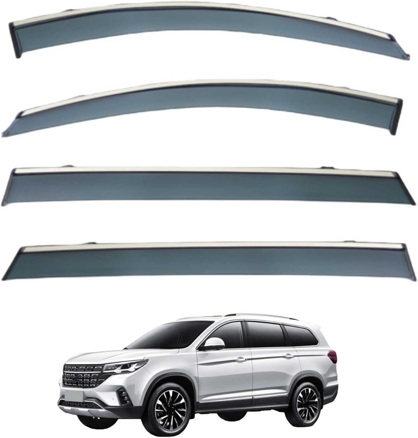 Window Deflectors for Forthing T5L MK2 2019+, Sun Rain Guard Window Visors Vent Shades with Bright Stripes Car Accessories