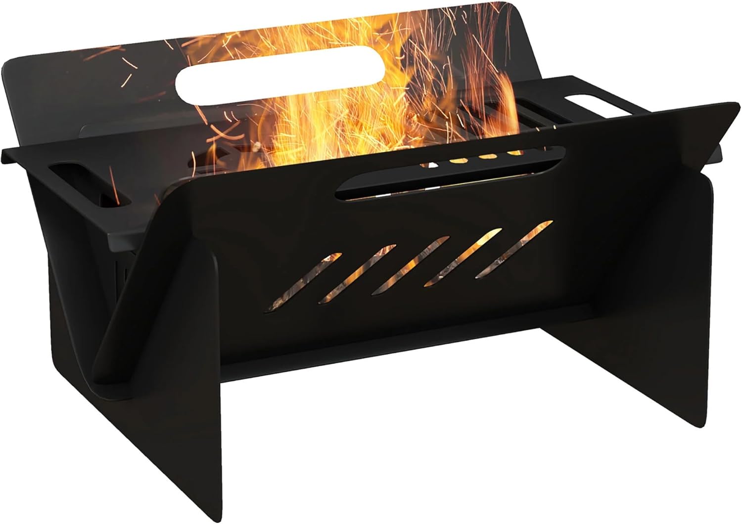 3-in-1 Portable Fire Pit, Stove, Coffee Table, Wood Burning Firepit with Carrying Bag and Quick Assembly for Camping, Bonfire, Picnic, Backyard, Patio, Black