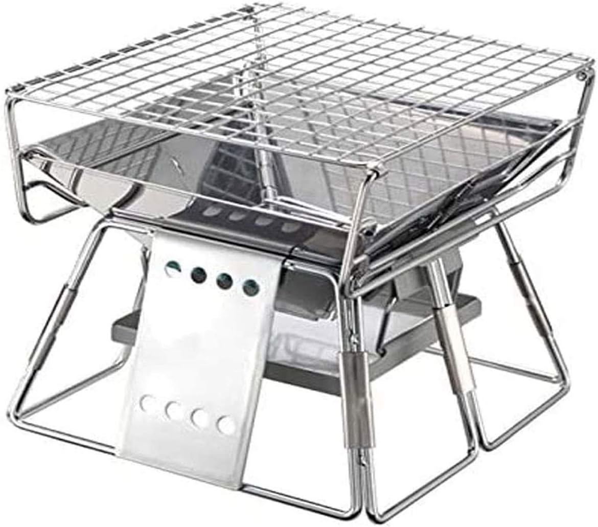 Fire Pits,Portable Fire Pits,Grill Fire Pit,Portable Foldable Stainless Steel BBQ Rack Non-Stick Surface Folding Barbecue Grill Outdoor Camping Picnic Tool