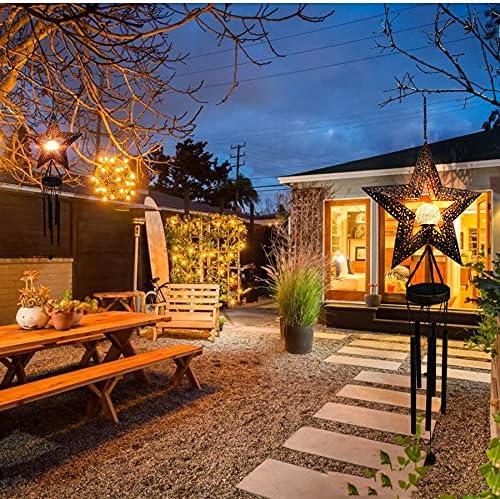 Wind Chimes Solar Lights Outdoor Waterproof Hanging Aeolian Bells Solar Lamp with Moon Star Sun Shape for Party Garden Festival(3PCS)