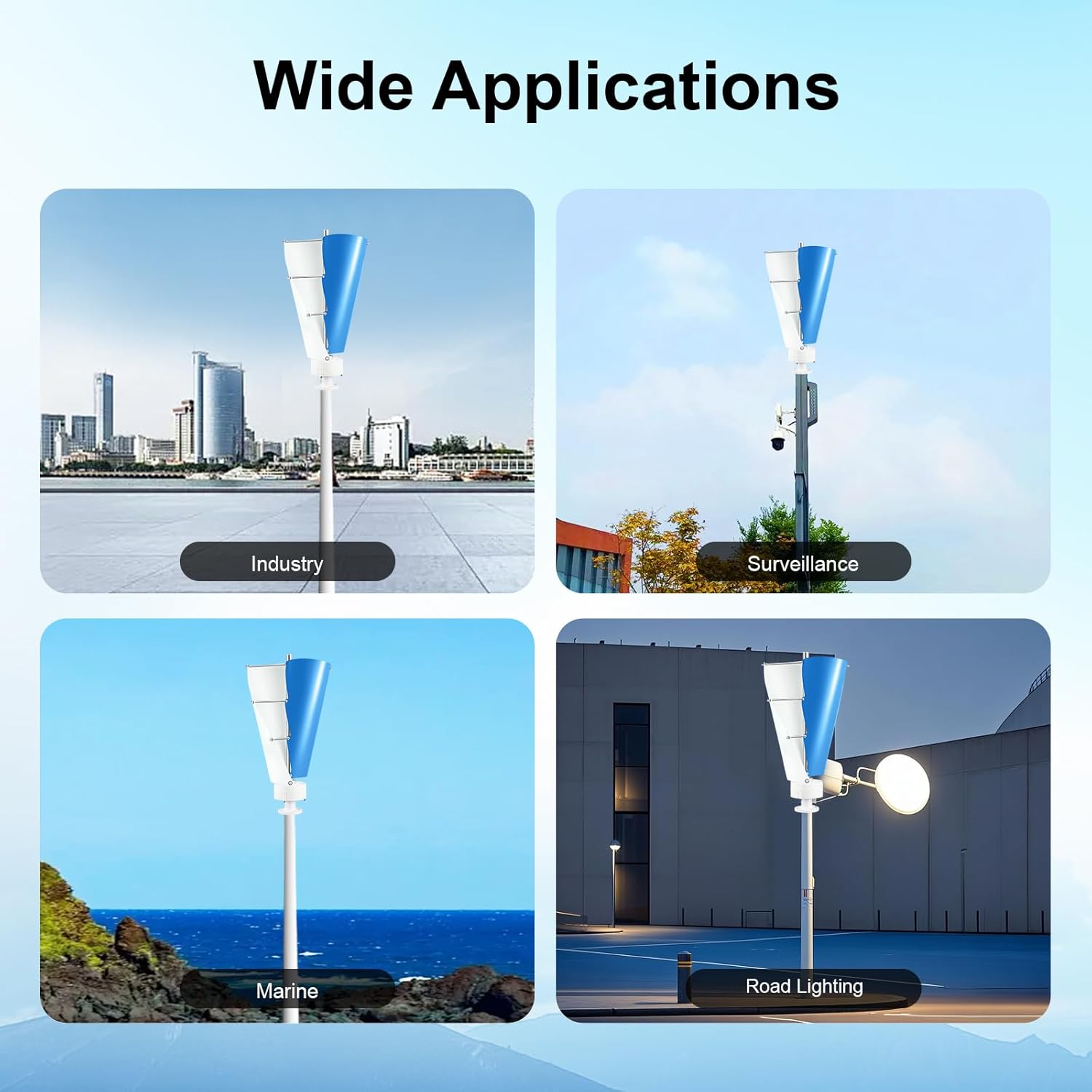 Wind Turbine Generator, 12V 100W Vertical Axis Wind Turbine Generator 42.65ft/s Low-Noise Windmill Generators with Controller for Home, Business, Industrial Energy Supply