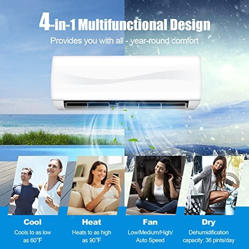 GLACER 12000BTU Mini AC Split-System, 17 SEER2 Ductless Air Conditioner w/Pre-Charged Condenser, White (12000BTU, 220V, 17 SEER2)