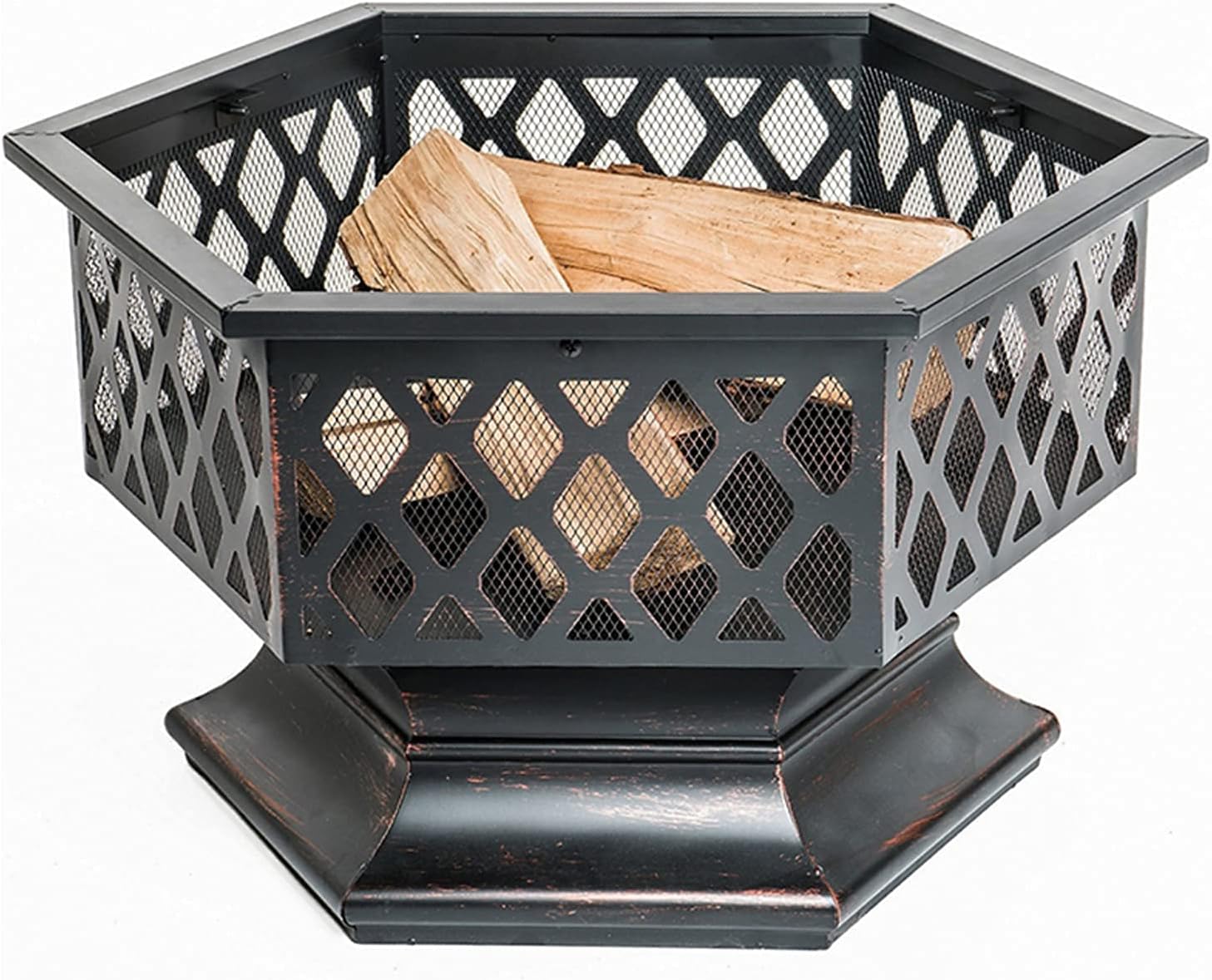 Outdoor Fire Pit Fire Pit for Outdoor Garden Patio, Outdoor Fire Pit Grill, Large Hexagonal Wood Burning Firepit for Backyard Garden, Patio Or Camping Grill Barbecue Rack