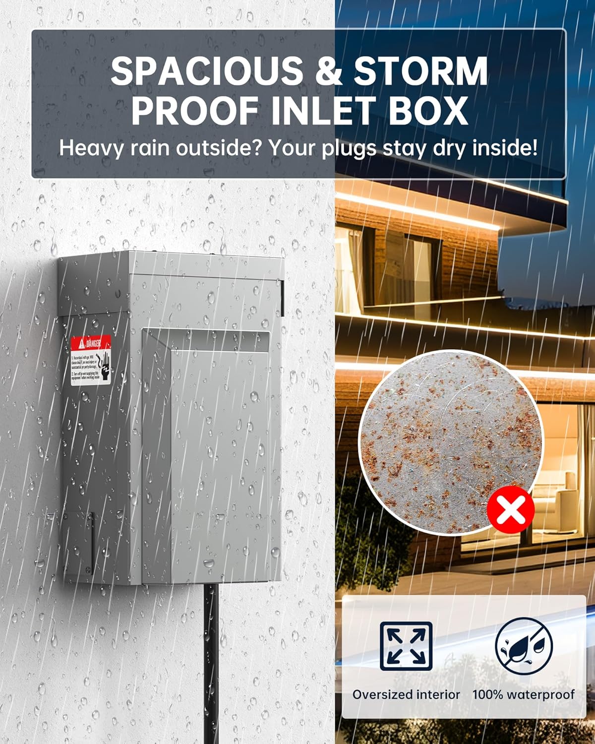 50A Generator Inlet Box & Plug with Circuit Breaker Combo - VHBW 50 Amp Power Inlet Box Set, 125/250V 12500W, Weatherproof/Rainproof, ETL Listed