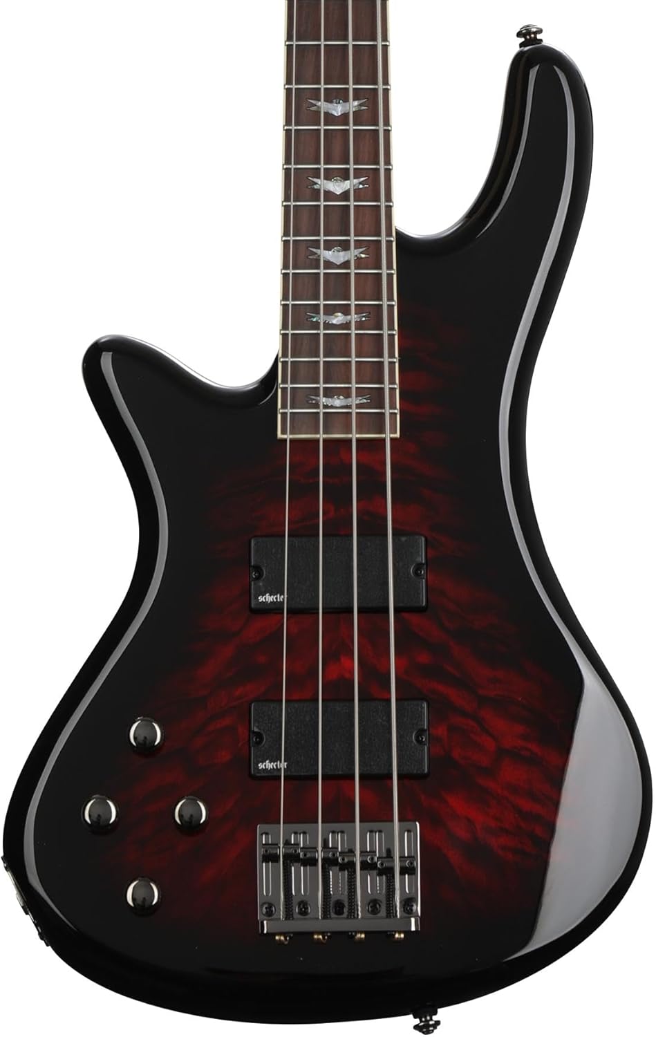 Schecter Stiletto Extreme 4 LH Left-handed Bass Guitar - Black Cherry