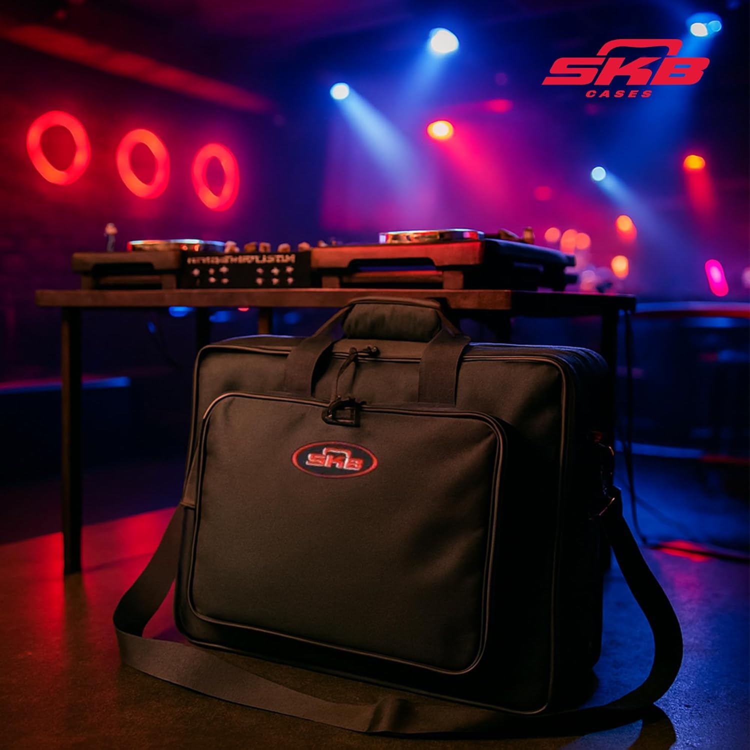 SKB 19”x13” Controller Soft Case - Padded Bag w/ Rigid Foam Frame, Shoulder Strap and Double Zippers for DJ Controllers & Small MIDI Keyboards, Black