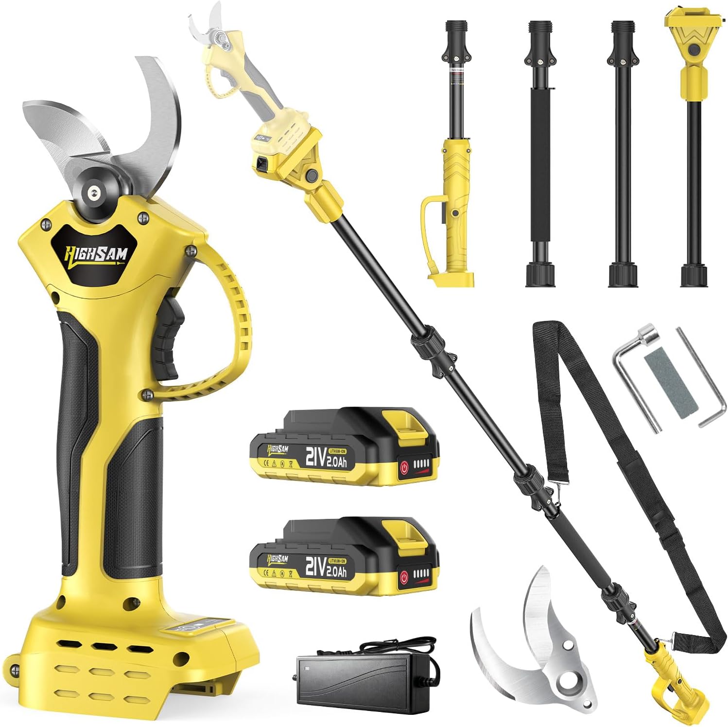 2 IN 1 Electric Pruning Shears Cordless with Pole, 1400W Brushless Motor Pruner,13.5Ft Reach, 1.6