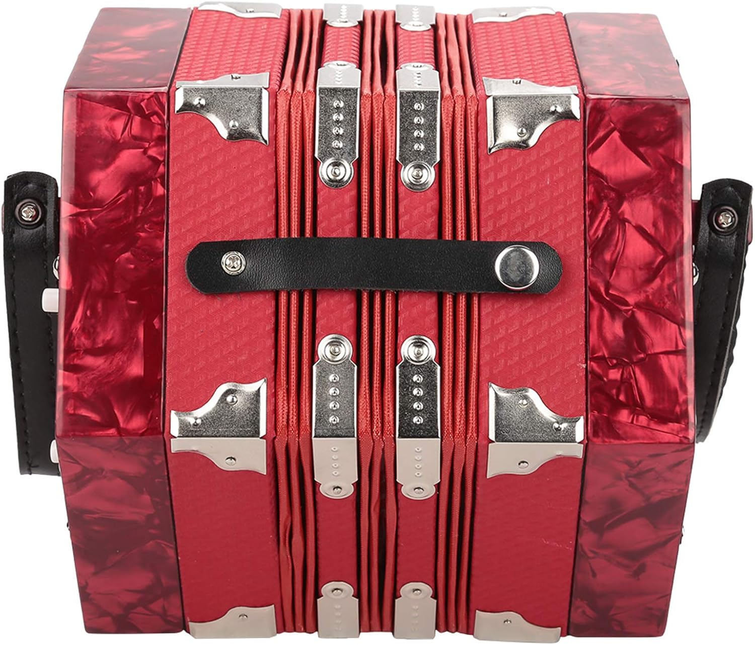 Drfeify 20-Button Accordion Concertina, Lightweight and Durable Instrument for Musicians, Suitable for Children and Adults, Made of ABS Material (Red)
