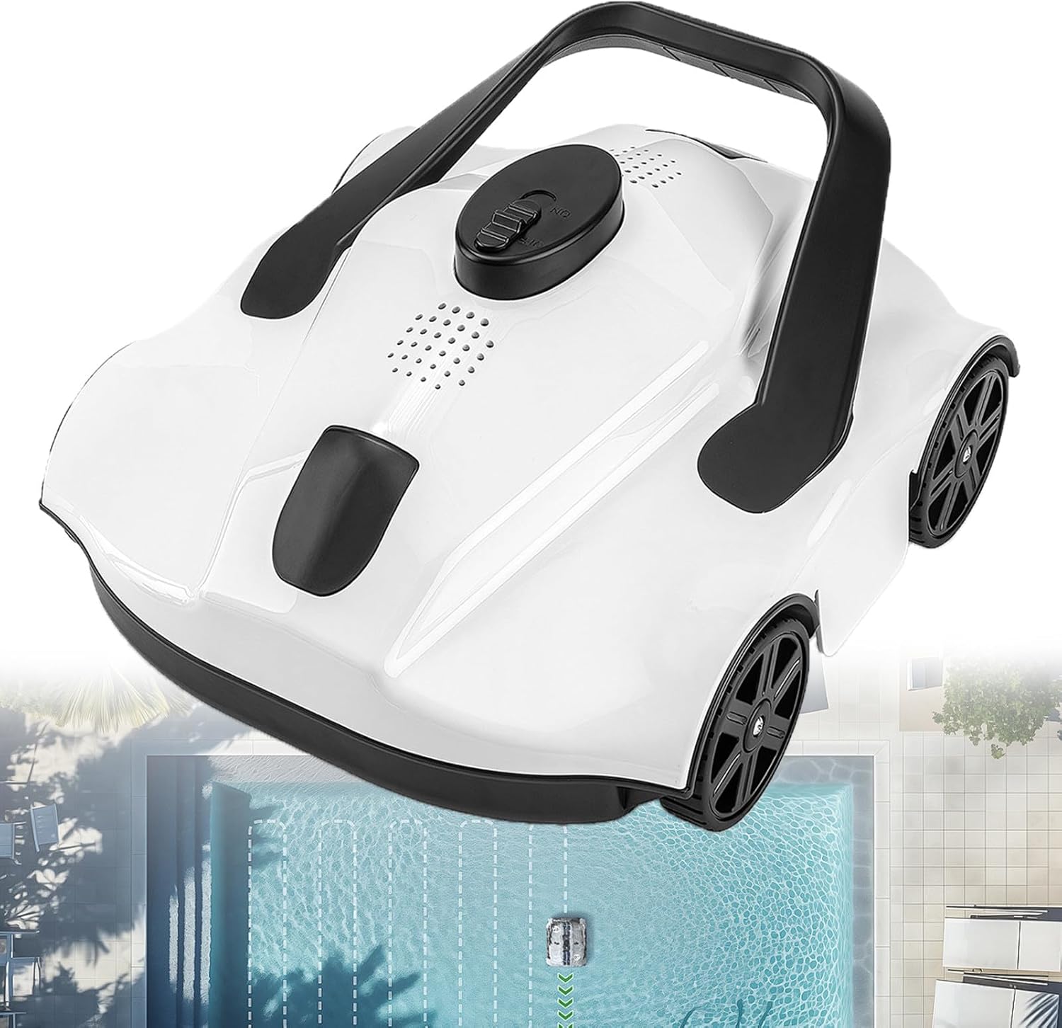 Robotic Pool Cleaner,1076 Sq.Ft Coverage,Powerful Suction,Pool Cleaner with Automatic Parking, Long Battery Life, Easy Setup & Maintenance,Gray