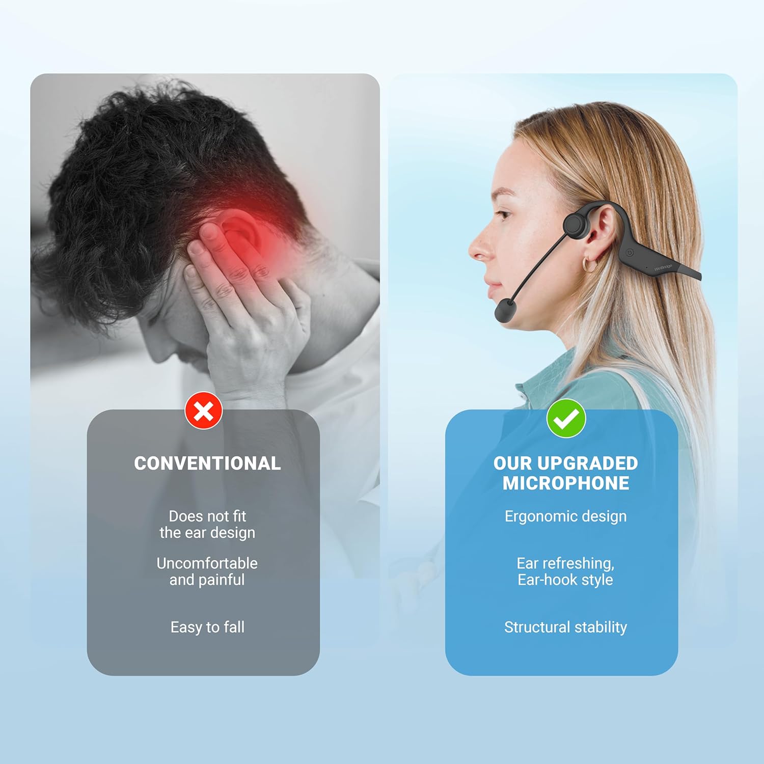 Voice Amplifier Wireless Ear-Hook Headset Microphone, Original Sound Portable Microphone and Speaker Pa System, 15W Speaker with Noise Cancelling Bluetooth Mic for Teachers, Fitness, Elderly B007