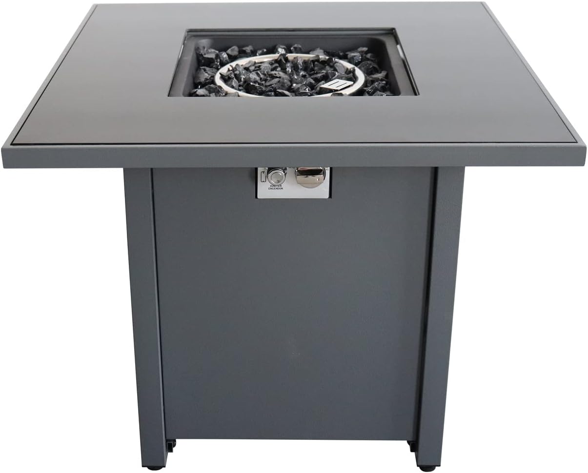 Living Source International Fire Pit for Outdoor Home Garden Backyard Fireplace (30 Inch Steel Grey)