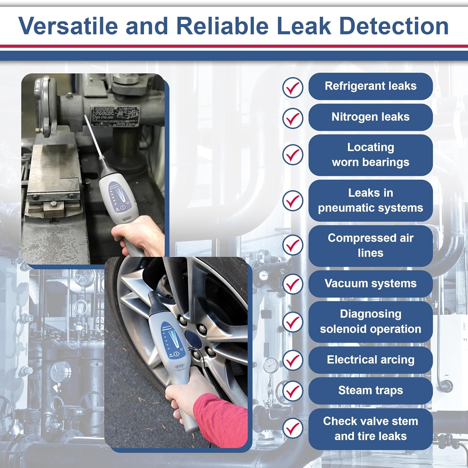 INFICON Whisper with Accessory Kit, Enhanced Ultrasonic Leak Detector, 711-203-G1,Off-White