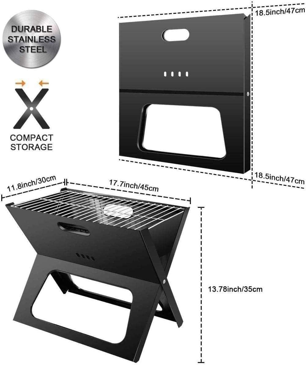 BBQ Grill Outdoor Fire Pits Outdoor Wood Burning Fire Pits Portable Charcoal Grill for Camping Cooking Stainless Steel Mini Folding Barbecue, Stove for Travel, Picnic, RV with Cover BBQ Cooking for Ou