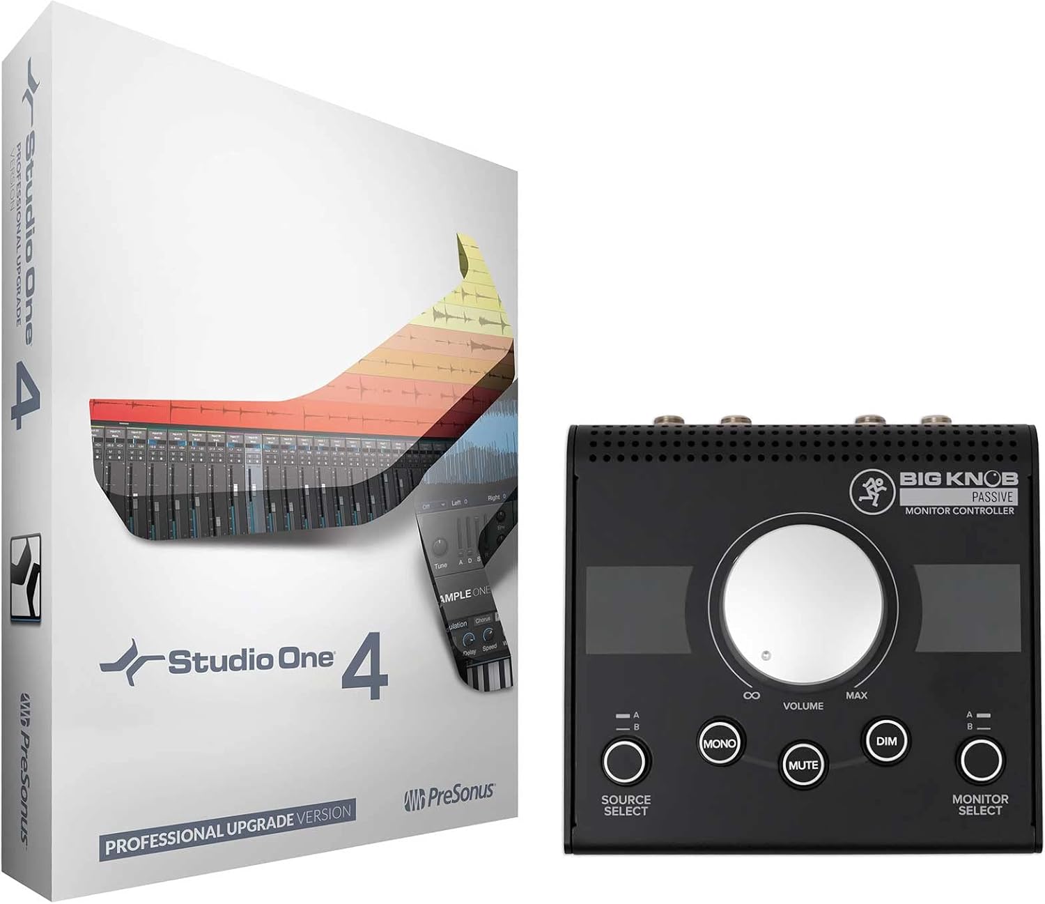 Presonus Studio One 4 Pro Upgrade from Artist/Producer Version 1/2/3 to Pro 4.0 Bundle with New Mackie Big Knob Passive 2x2 Studio Monitor Controller (2 item)