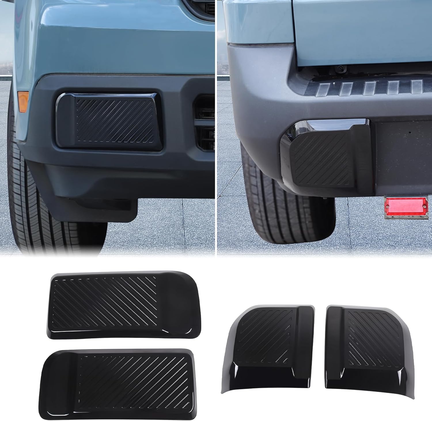 Aunginsy Car Front Rear Bumper Protector Guard Compatible with Ford Maverick 2022-2024 2025 Pickup Truck Front & Rear Side Bumper Edge Protect Guard Anti-Collision Patch Cover ABS Exterior Accessories