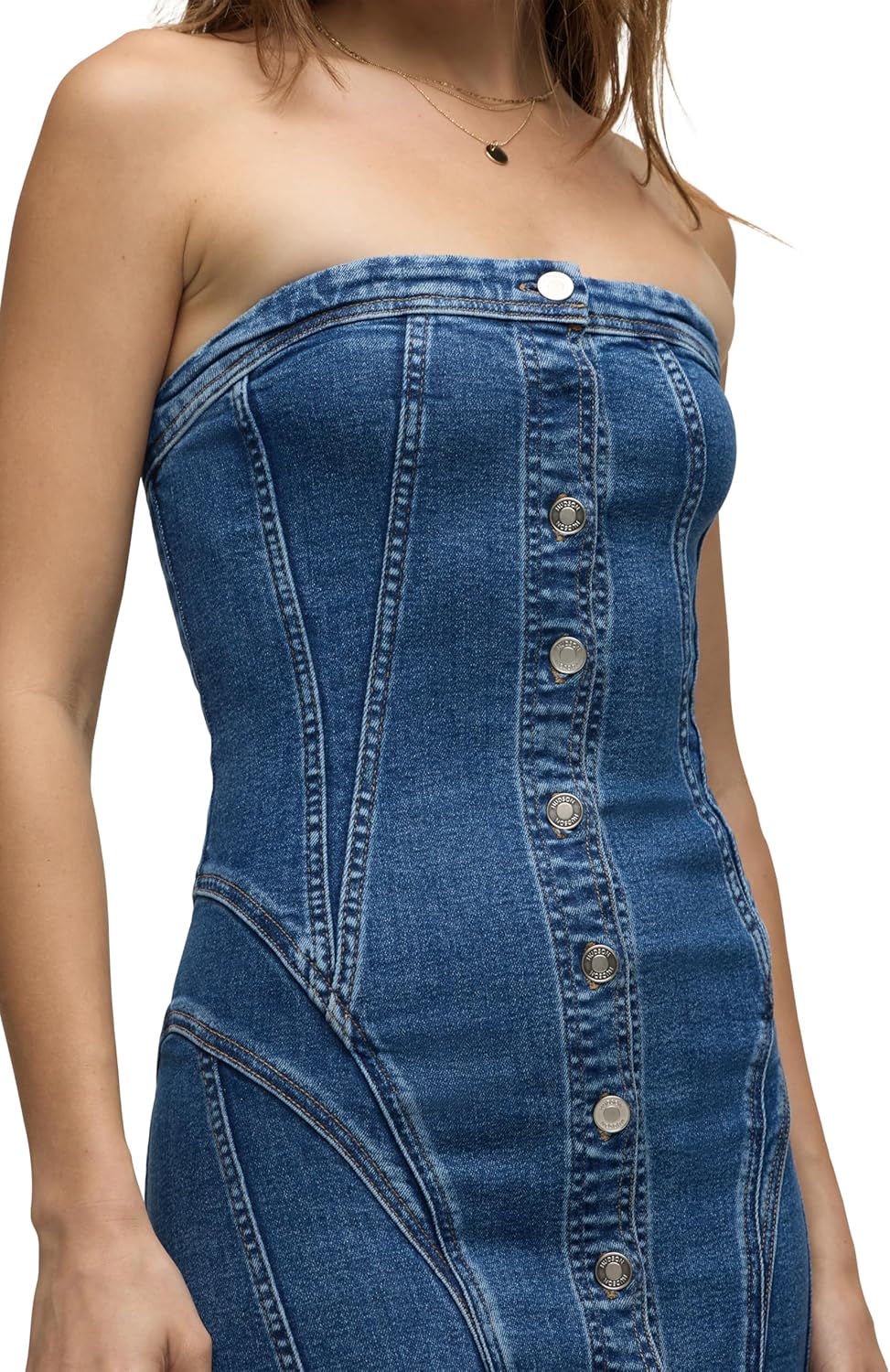 HUDSON Womens Strapless Seamed Midi Dress