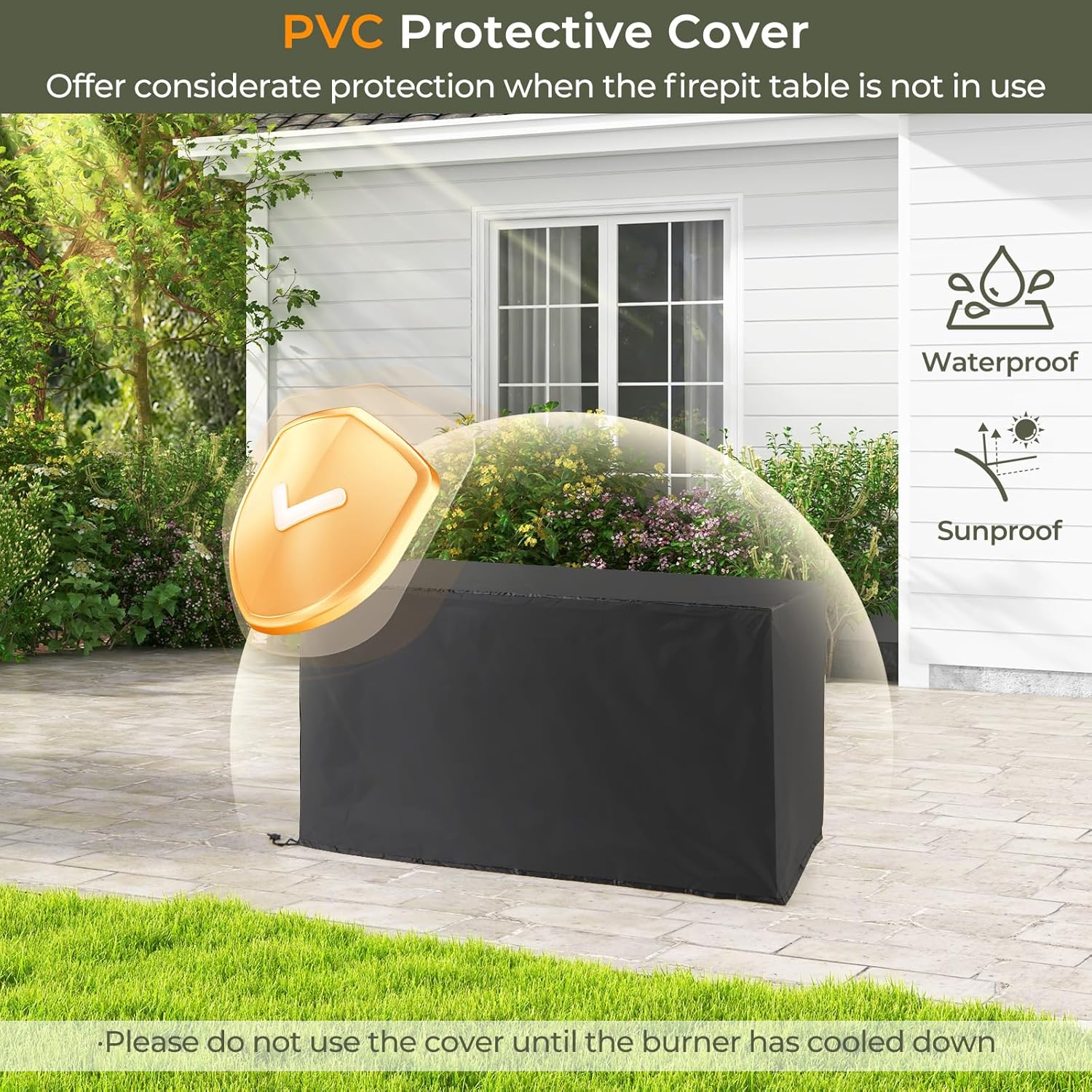 Tangkula 45 Inch Rattan Propane Fire Pit Table, Patiojoy 50,000 BTU Outdoor Rectangle Fire Pit with Glass Stones & Protective Cover, Heavy-Duty Metal Frame & Top, Patio Fire Table for Backyard