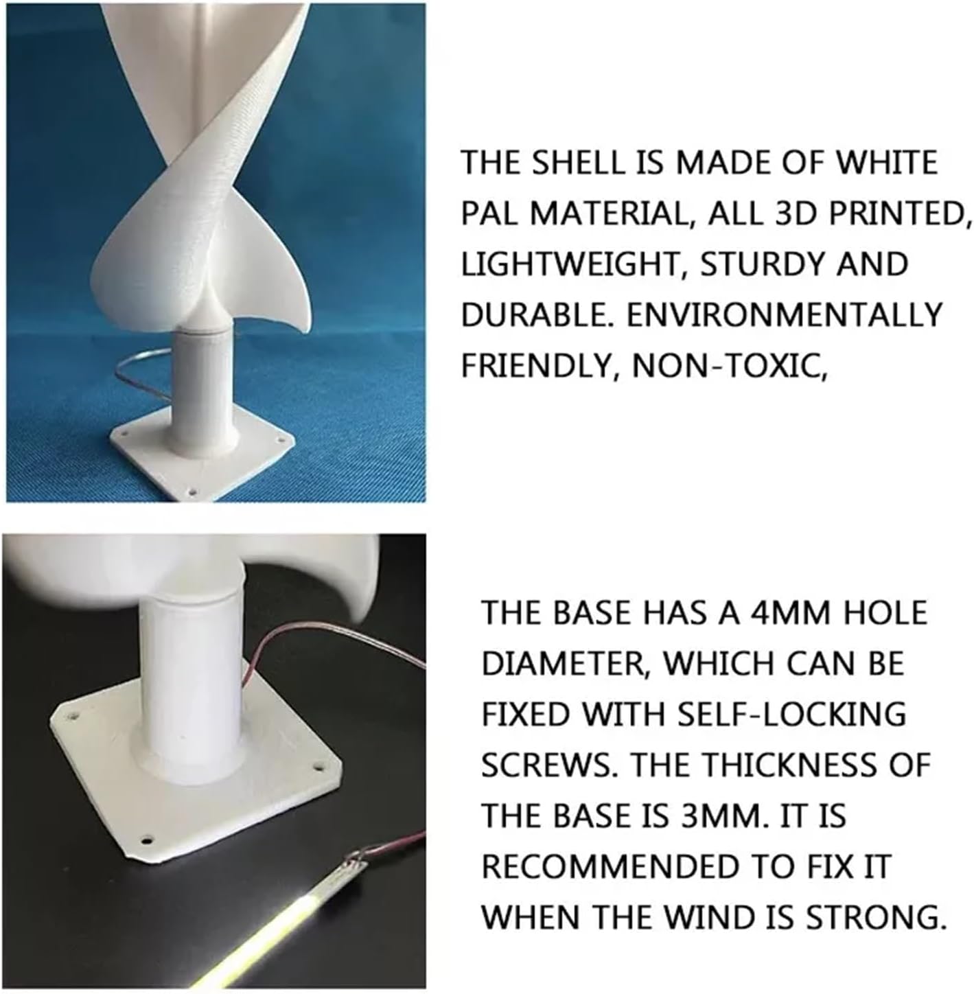 DIY Mini Wind Turbine Kit - 20W Spiral Blade Generator Model with Permanent Magnet & LED Light - Educational Renewable Energy Project for Kids & Adults