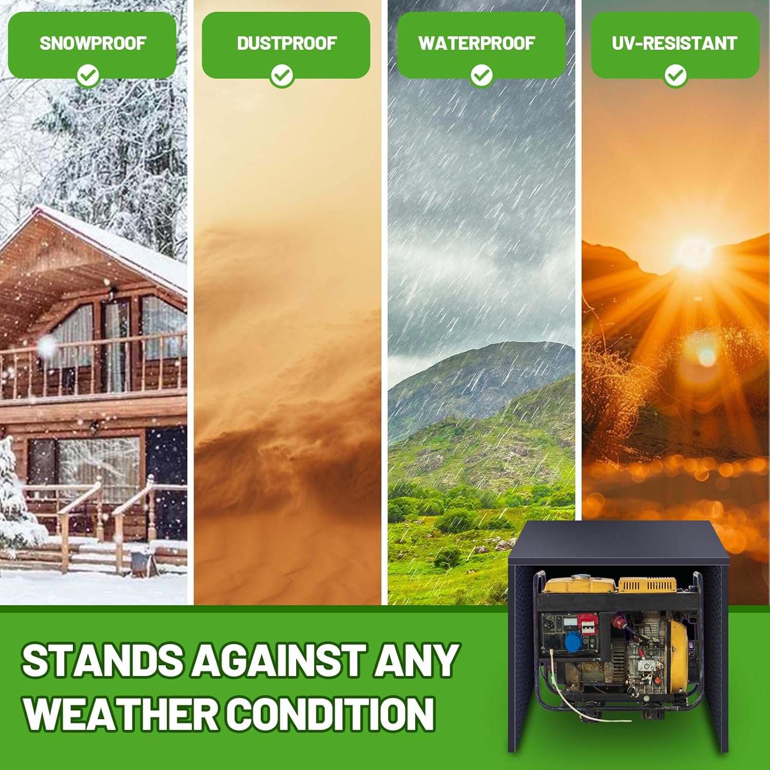 Generator Running Cover with Acoustic Panels for Most 3500w-12000w Generators Noise Reduction Quiet Box Heavy Duty Generator Shelter All Weather Outdoor Enclosure, 36 x 33 x 32 Inch