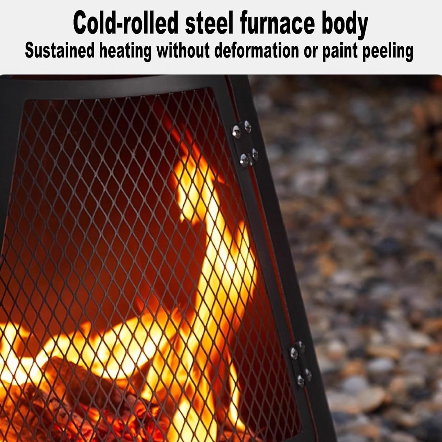 Outdoor Fireplace Outdoor Wood Burning Fire Pit Free Standing Fireplace with Log Grate Mesh Screen Wood Stove Rocket Stove for Patio Backyard Garden-Black(50x50x160cm)