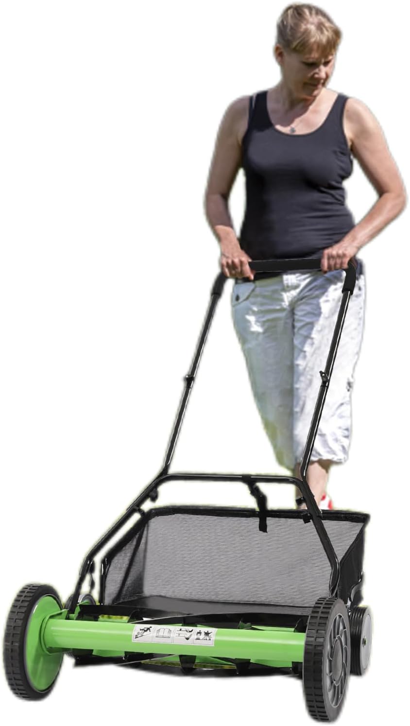 20In Manual Lawn Mower Self Propelled, 9 Gear Adjustable Height, Detachable, with 9.84-in Anti-Skid Wheels, 14.17In Handle, Large Capacity Collection Bag, Use to Almost All for Lawn Weeding