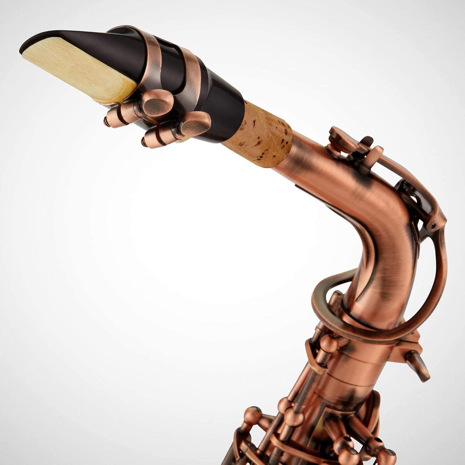 Alto Saxophone E Flat Brass Sax Kit, Professional Sound, Complete Accessories, Ideal for All Players, Includes Hard Case, 10 Extra Reeds, Strap, Gloves, Cleaning Kit & More, Antique Red Finish