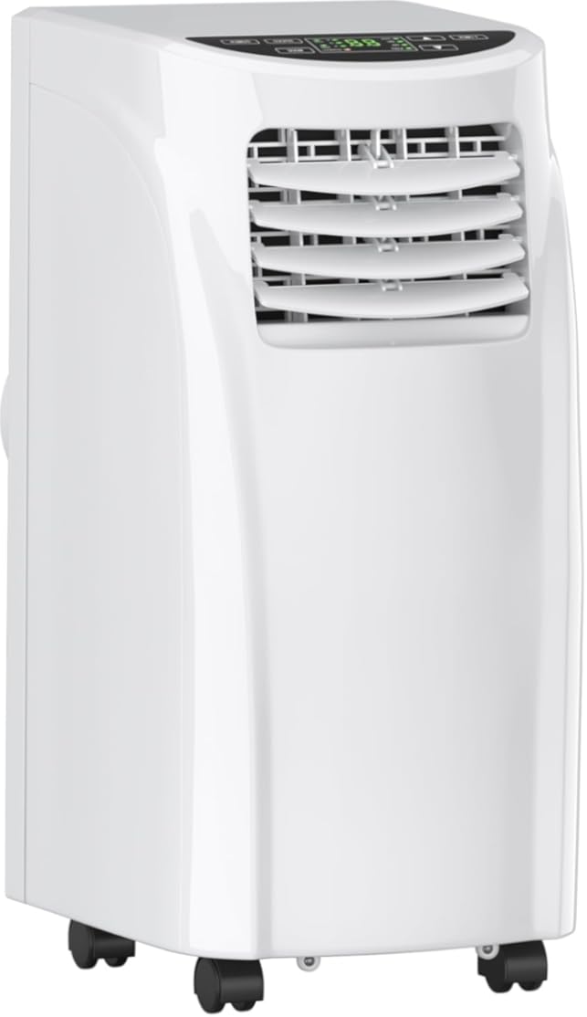 GOFLAME Portable Air Conditioner, 8000 BTU Conditioner Unit with Remote Control Dehumidifier Function, 4 Caster Wheel, Sleep Mode and 2 Fan Speed, Quiet AC window for rooms White