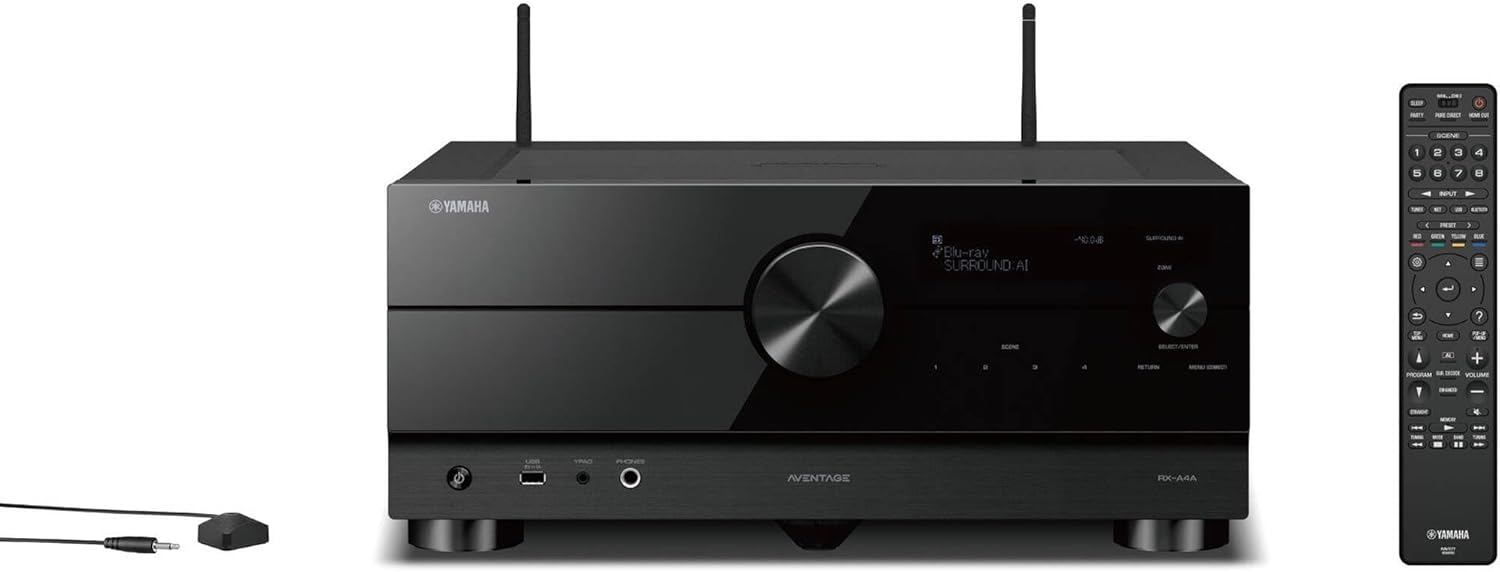 Yamaha RX-A4A AVENTAGE 7.2-Channel Surround Sound Network AV Receiver MusicCast Built-in Wi-Fi and Bluetooth Streaming Home Theater System Bundle with Accessories